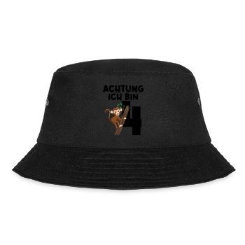 4.Geburtstag Affe 4 Jahre alt Geschenk - Bucket Hat - Schwarz - Vorne - Lela (165cm)