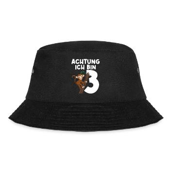 3.Geburtstag Affe Geburtstagsfeier Geschenk - Bucket Hat - Schwarz - Vorne - Lela (165cm)