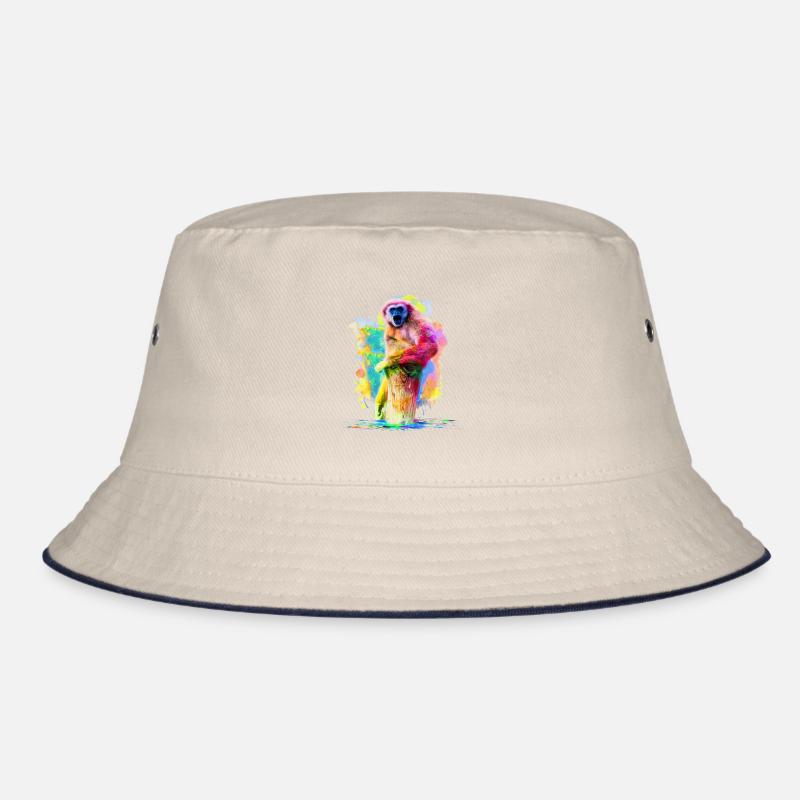 Gibbon Monkey Trunk Watercolor Gift Gift Idea Bucket Hat