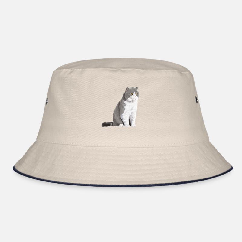 Sitzende Bi-Colour Britisch Kurzhaar Katze Bucket Hat