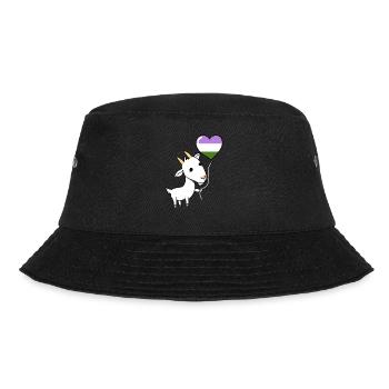 Ziege Herzballon Genderqueer Pride - Bucket Hat - Schwarz - Vorne - Lela (165cm)