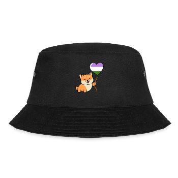 Shiba Inu Genderqueer Pride Heart Balloon - Bucket Hat - black - Front - Lela (165cm)