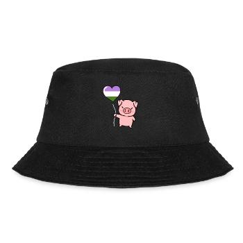 Schwein Herzballon Genderqueer Pride - Bucket Hat - Schwarz - Vorne - Lela (165cm)