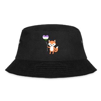 Fuchs Herzballon Genderqueer Pride - Bucket Hat - Schwarz - Vorne - Lela (165cm)