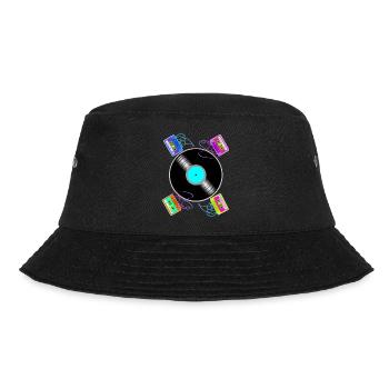 Vintage-Begegnungen zwischen Vinyl und Kassetten - Bucket Hat - Schwarz - Vorne - Lela (165cm)