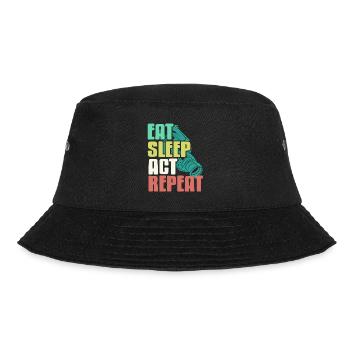 Retro Vintage Eat Sleep Act Repeat Funny Tea - Bucket Hat - black - Front - Lela (165cm)