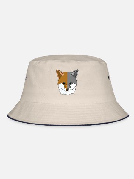 Waldtier wildes Tier Motiv mit Fuchs Design - Bucket Hat - Natur/Navy - Vorne