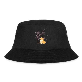 Kirschblüte Japan Japanisch Kunst Kawaii Shiba Inu - Bucket Hat - Schwarz - Vorne - Lela (165cm)