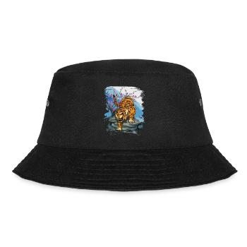 Traditional Japanese Art Cherry Blossom Tiger - Bucket Hat - black - Front - Lela (165cm)