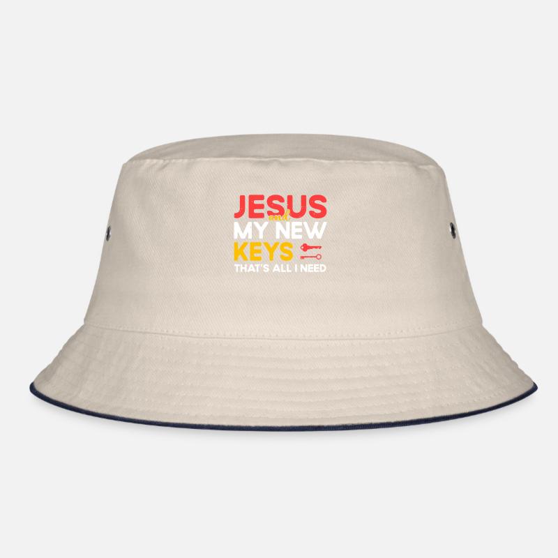 Jesus and My New Keys is All I Do Bucket Hat