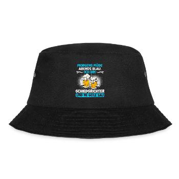 Schiedsrichter morgens müde abends blau Schiri - Bucket Hat - Schwarz - Vorne - Lela (165cm)