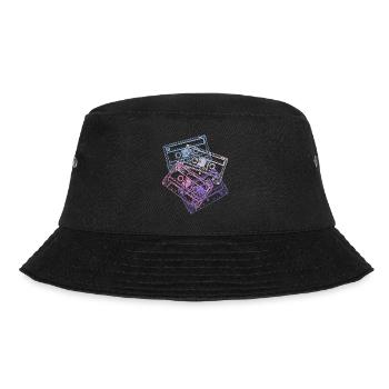 Audio Kassetten 80er Jahre 80s Party Kostüm - Bucket Hat - Schwarz - Vorne - Lela (165cm)