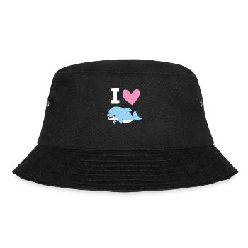 I Love Dolphins Sea Ocean Cute Dolphin - Bucket Hat - black - Front - Lela (165cm)