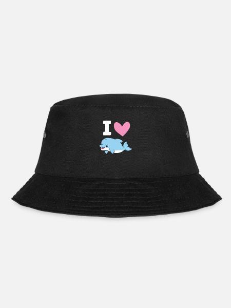 Ich liebe Delphine Meer Ozean Niedlicher Delphin - Bucket Hat - Schwarz