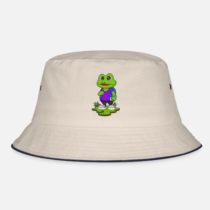 Frosch als Wanderer mit Rucksack Bucket Hat