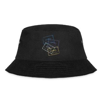 Audio Kassetten 80er Jahre 80s Party Kostüm - Bucket Hat - Schwarz - Vorne - Lela (165cm)
