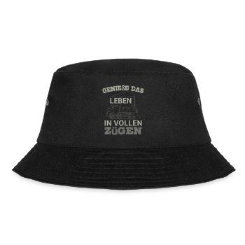 Genieße Das Leben In Vollen Zügen Zugführer - Bucket Hat - Schwarz - Vorne - Lela (165cm)