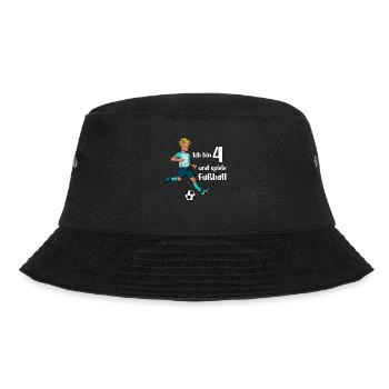 Junge spielt Fußball - Ich bin 4 Jahre - Bucket Hat - Schwarz - Vorne - Lela (165cm)