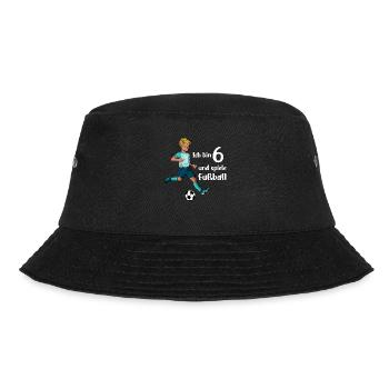 Junge spielt Fußball - Ich bin 6 Jahre - Bucket Hat - Schwarz - Vorne - Lela (165cm)