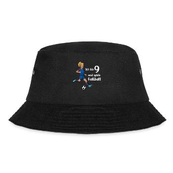 Mädchen spielt Fußball - Ich bin 9 Jahre - Bucket Hat - Schwarz - Vorne - Lela (165cm)