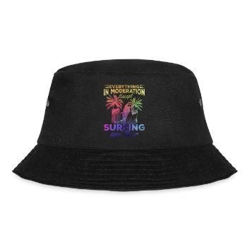 Alles in Maßen außer Surfen und Beer Surfer - Bucket Hat - Schwarz - Vorne - Lela (165cm)