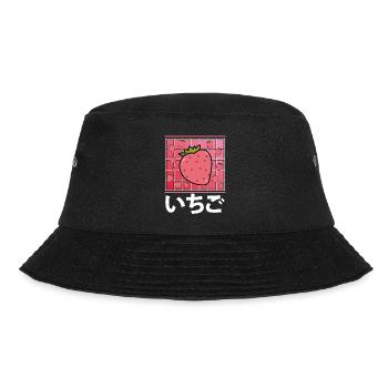 Nette Kawaii Frische Erdbeere - Bucket Hat - Schwarz - Vorne - Lela (165cm)