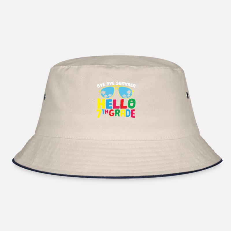 Bye Bye Summer Hello 7th Grade Retro Groovy Women Bucket Hat