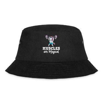 Unicorn Muscle Workout Fitness Training Sport - Bucket Hat - black - Front - Lela (165cm)