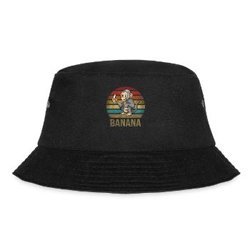 Monkey Eating Banana Dinner Retro Sunset - Bucket Hat - black - Front - Lela (165cm)