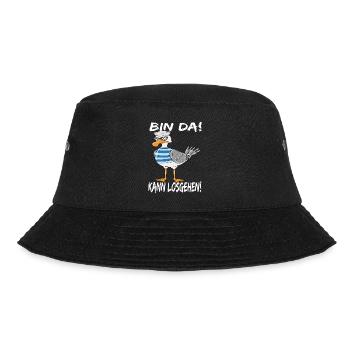 Nordsee Möwe Ostsee Urlaub Bin Da Kann Losgehen - Bucket Hat - Schwarz - Vorne - Lela (165cm)