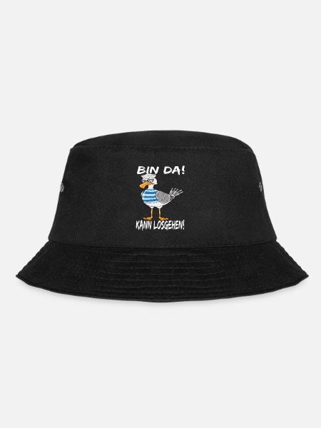 Nordsee Möwe Ostsee Urlaub Bin Da Kann Losgehen - Bucket Hat - Schwarz