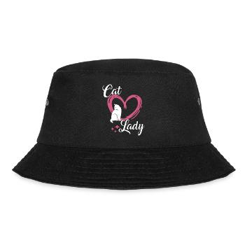 Cat Lady Motiv Katzen Geschenk für Sie Katzen - Bucket Hat - Schwarz - Vorne - Lela (165cm)