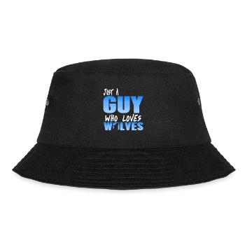 Just A Guy Who Loves Wolves Cool Retro T-Shirt - Bucket Hat - Schwarz - Vorne - Lela (165cm)