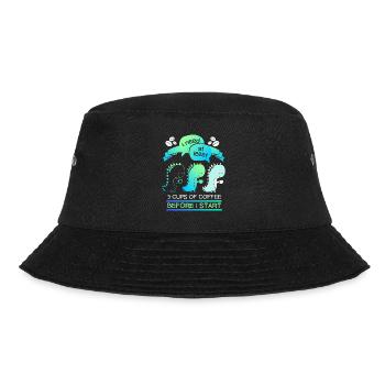 Dinosaurier Kaffeetrinker, Kaffee lustiger Spruch - Bucket Hat - Schwarz - Vorne - Lela (165cm)
