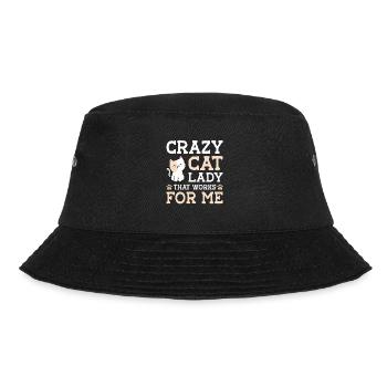 Crazy Cat Lady That Works For Me Cat Owner Cat Pet - Bucket Hat - Schwarz - Vorne - Lela (165cm)