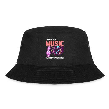 Life Without Music Is.. I Don't Have An Idea - Bucket Hat - Schwarz - Vorne - Lela (165cm)