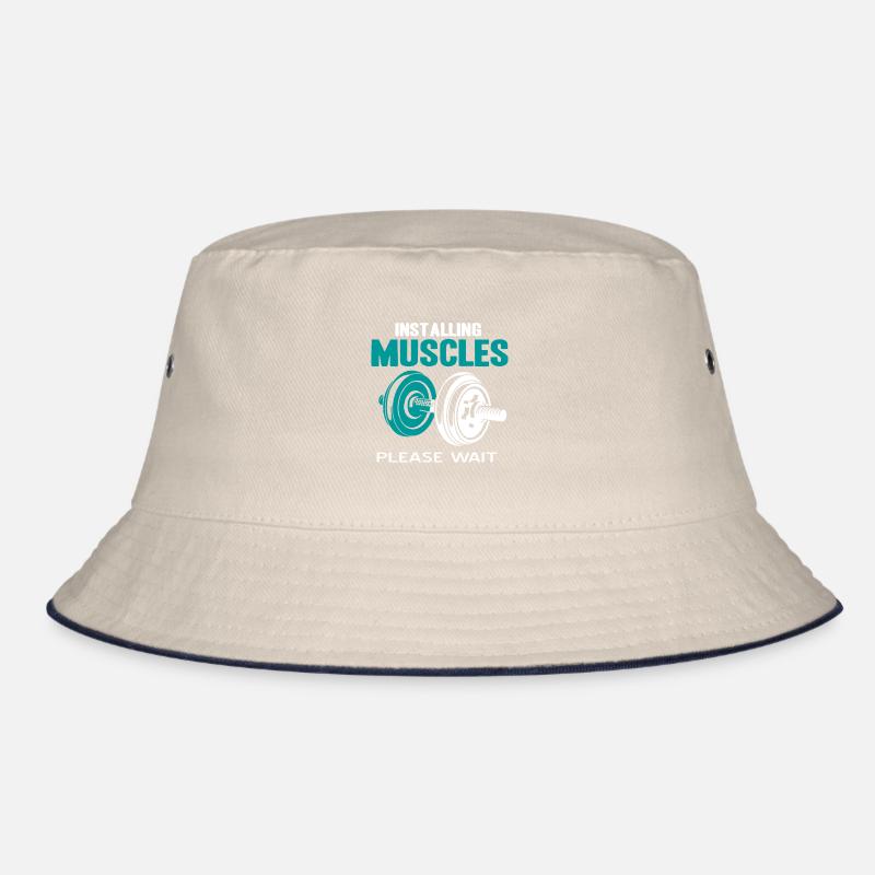Installing Muscles Please Wait Cool Funny Gym Bucket Hat