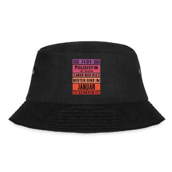 Kommissarin Geburtstag Januar geboren Polizistin - Bucket Hat - Schwarz - Vorne - Lela (165cm)