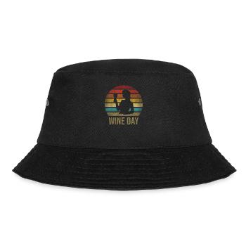 Drinking Wine Fun Alcohol Woman Retro Sunset - Bucket Hat - black - Front - Lela (165cm)
