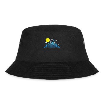 Skyline mit Mond Gebäude Stadt Silhouette - Bucket Hat - Schwarz - Vorne - Lela (165cm)
