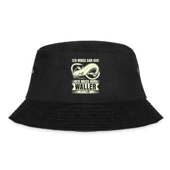 Angeln Waller Fischer Fisch Angler - Bucket Hat - Schwarz - Vorne - Lela (165cm)