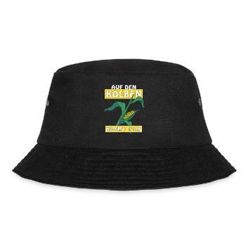 AUF DEN KOLBEN KOMMT ES AN - Bucket Hat - Schwarz - Vorne - Lela (165cm)