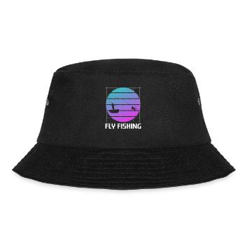 Retro Vintage Classic Fly Fishing Fisherman - Bucket Hat - black - Front - Lela (165cm)