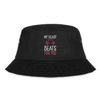 My heart beats for you - Bucket Hat - black - Front - Lela (165cm)