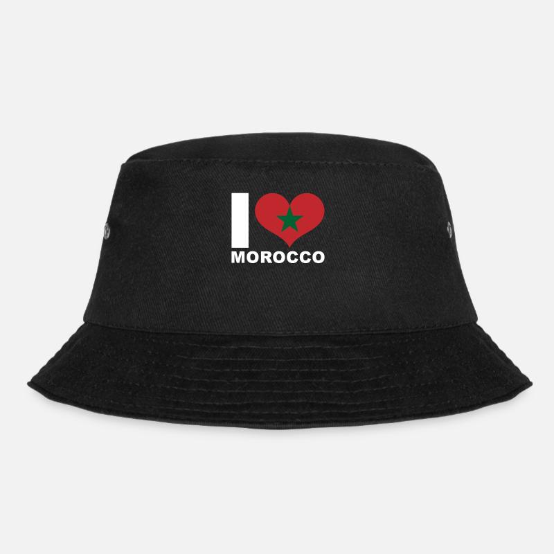 Ich liebe Marokko Herz Flagge Marokko - Bucket Hat - Schwarz