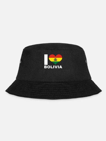 Ich liebe Bolivien Herz Flagge Bolivien - Bucket Hat - Schwarz