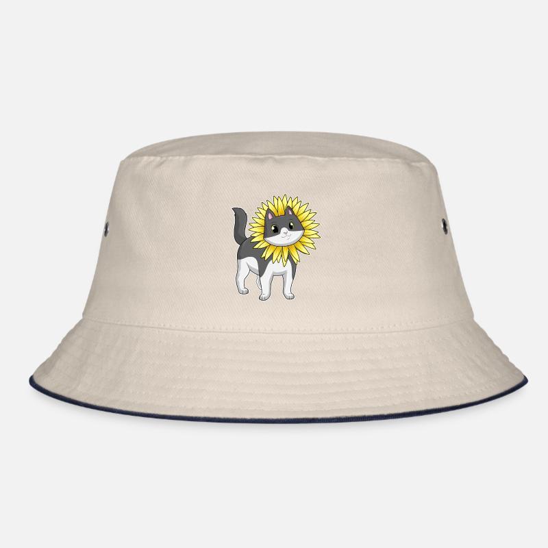 Cat with sunflower Bucket Hat