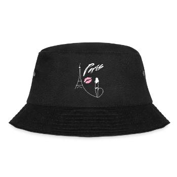 One Line Drawing Mrs. Eiffel Tower Paris Kussmund - Bucket Hat - black - Front - Lela (165cm)
