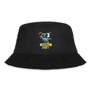 Kids 3 Year Old Shirt 3rd Birthday Boy T Rex - Bucket Hat - Schwarz - Vorne - Lela (165cm)