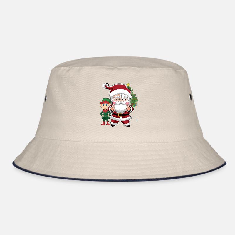 Cute Santa and Elf K-Pop Design Christmas Bucket Hat